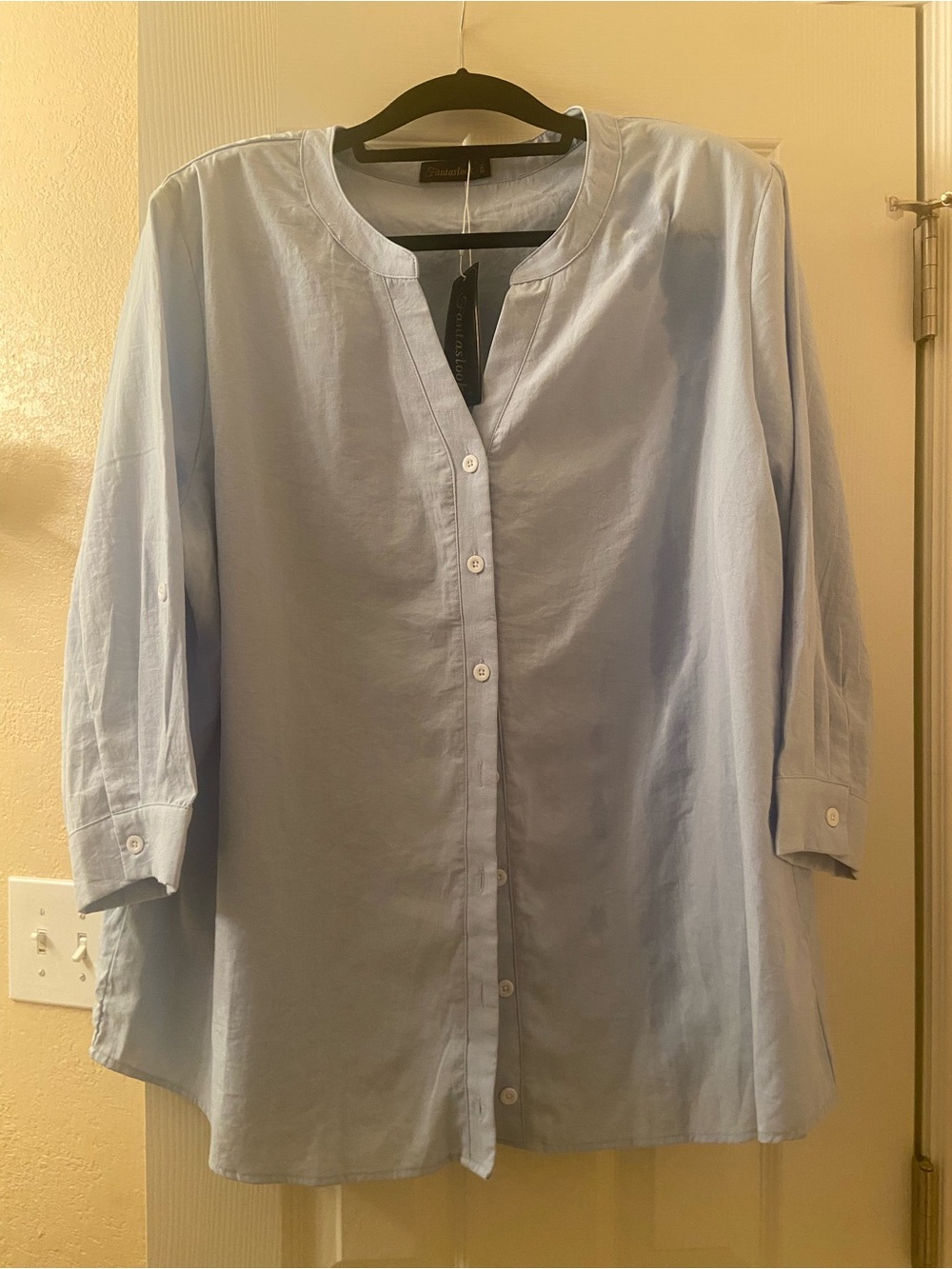 Sezane Pale Blue Women's Button-Down Tunic Shirt